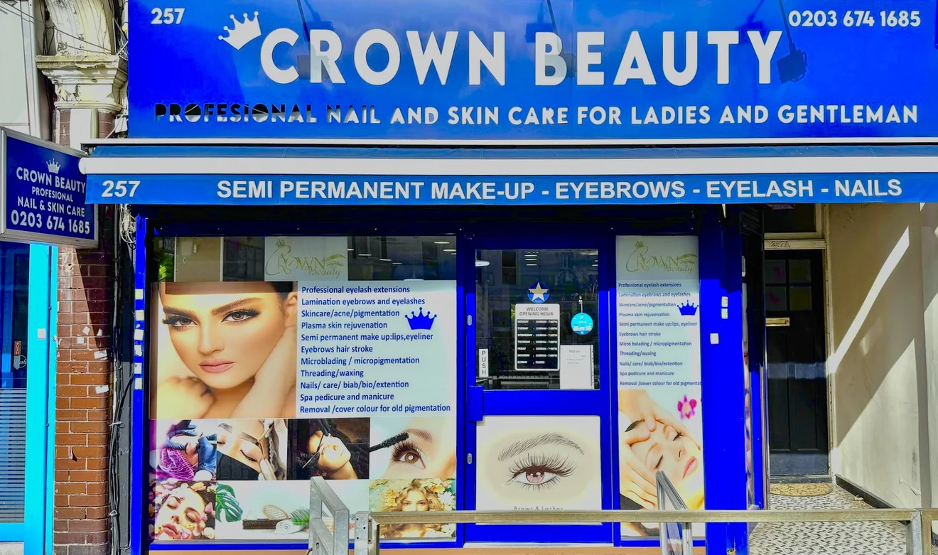 Crown Beauty shopfront with the new sign at 257 Eltham High Street