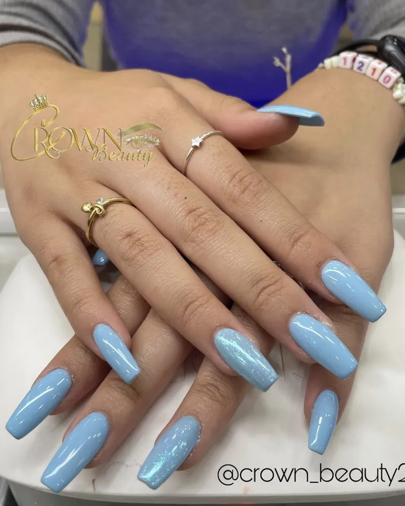 Baby blue coffin nails